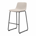 Barhocker mit Rückenlehne Polyester Sperrholz Stahl Kufengestell beige schwarz 48 x 53 x 99 cm