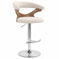 Barhocker Drehhocker höhenverstellbar 55 x 52 x 84 bis 105 cm Polyester Bouclé Eichenfurnier verchromter Stahl Rundsitz Beige Natur Silber