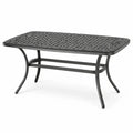 Gartentisch rechteckig 152 x 96 x 73 cm Aluminiumguss Stahlrohr Gitter-Tischplatte Schwarz