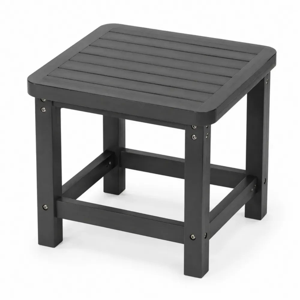 Gartentisch Beistelltisch quadratisch aus HDPE Kunststoff mit Lamellenoptik Schwarz 50 x 50 x 45 cm