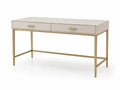 Schreibtisch mit 2 Schubladen rechteckig 120 x 50 x 76 cm MDF lackiert Stahlgestell Creme Goldfarben