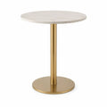 Stehtisch Bartisch MDF Marmordekor Stahl rund weiß grau goldfarben Ø 80 x 105 cm