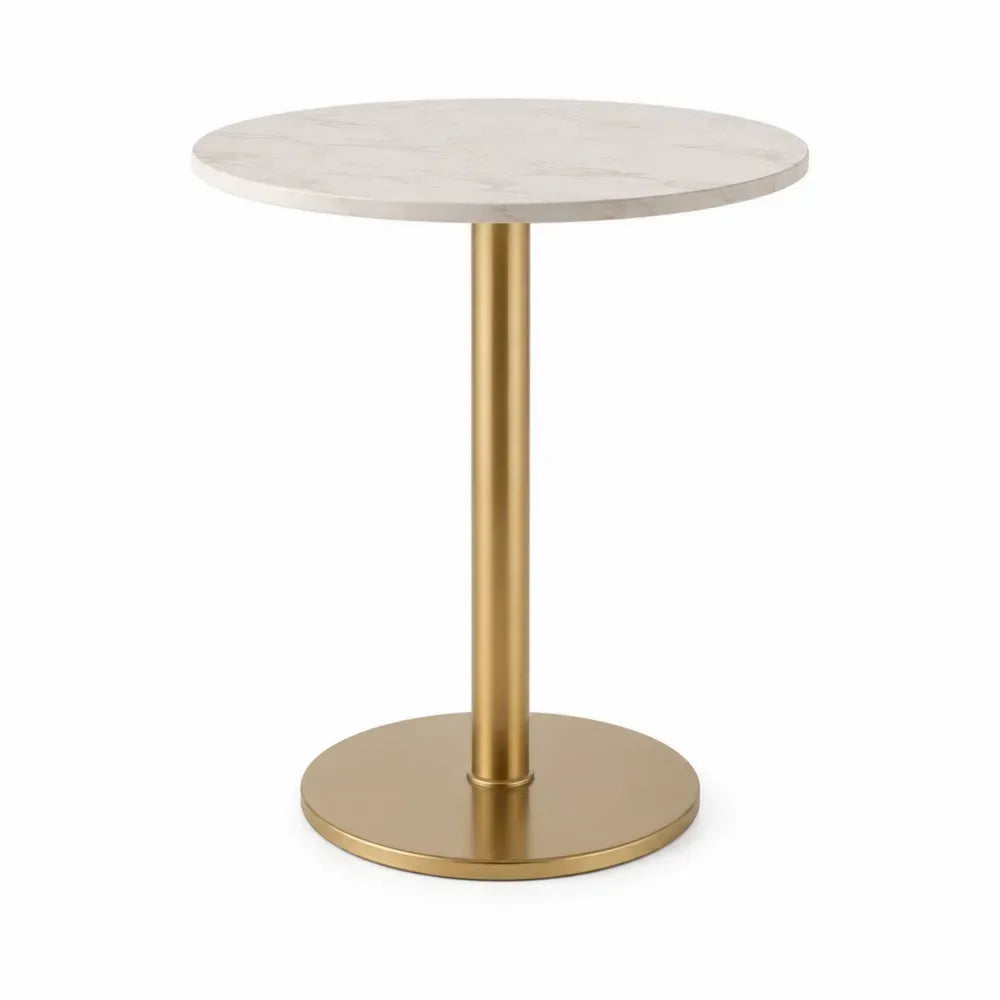 Stehtisch Bartisch MDF Marmordekor Stahl rund weiß grau goldfarben Ø 80 x 105 cm