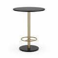 Stehtisch Bartisch rund 60 x 60 x 105 cm MDF Stahl Fußring Schwarz Goldfarben