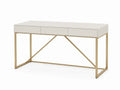 Schreibtisch mit 3 Schubladen und Metallgestell aus lackiertem MDF und pulverbeschichtetem Stahl creme goldfarben 120 x 50 x 76 cm