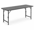 Gartentisch klappbar rechteckig 180 x 75 x 74 cm HDPE-Kunststoff Stahlrohr Lamellenoptik Schwarz