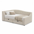 Tagesbett mit 2 Schubladen 214 x 103 x 87 cm Liegefläche 90 x 200 cm Polyesterbezug Holzrahmen Beige