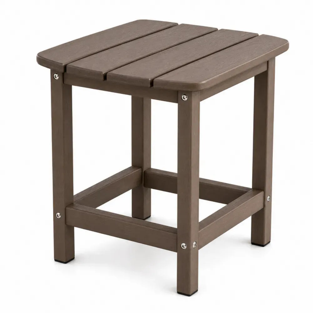 Gartentisch Beistelltisch quadratisch aus HDPE Kunststoff mit Lamellen Braun Schwarz 50 x 50 x 45 cm