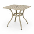 Gartentisch quadratisch mit Schirmloch Aluminium Lamellen Sandbeige Schwarz 90 x 90 x 74 cm
