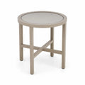 Gartentisch Beistelltisch rund Ø 50 x 55 cm pulverbeschichtetes Aluminium gehärtetes Glas Taupe Grau