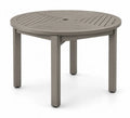 Gartentisch rund mit Schirmloch Ø 120 x 74 cm pulverbeschichtetes Aluminium Lamellen Tischplatte Taupegrau Schwarz