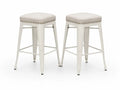 Barhocker 2er Set Sitzhocker 43 x 43 x 66 cm Polyestergewebe Stahl quadratische Sitzfläche Beige Creme Messingfarben
